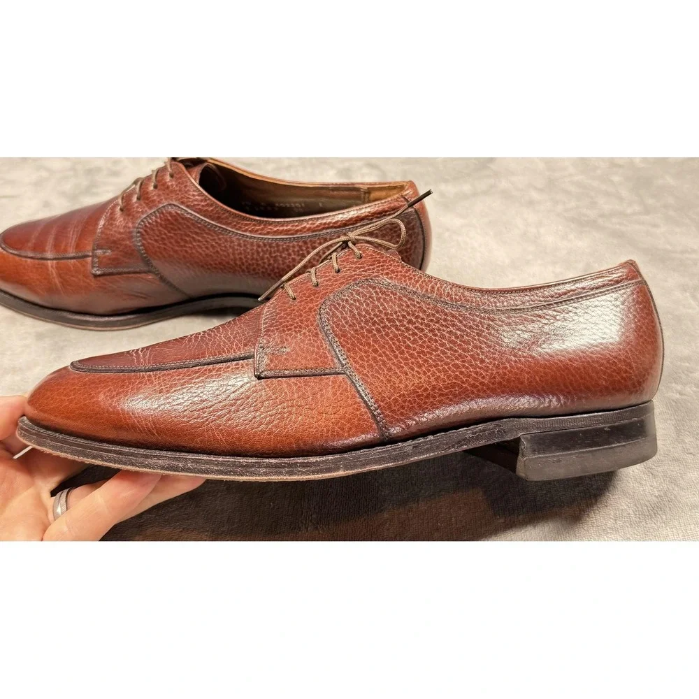 Vintage Florsheim Comfort Cushion Shoes Mens Size 10 C Brown Leather Derby Dress
